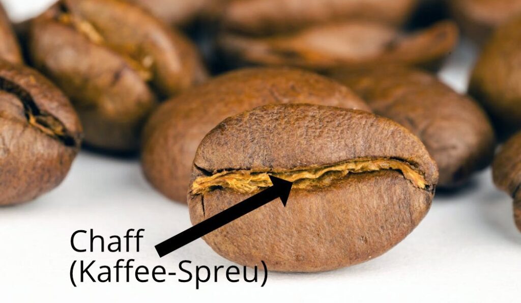 Chaff (Kaffee-Spreu) einer Kaffeebohne