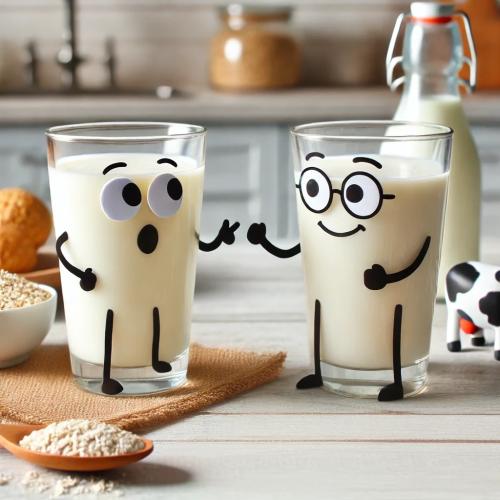 Comic mit zwei Tassen Milch