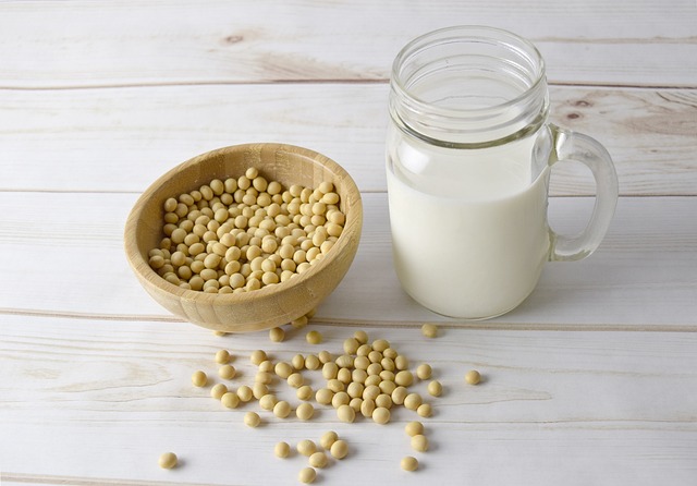 Milch und Soja in einer Schüssel